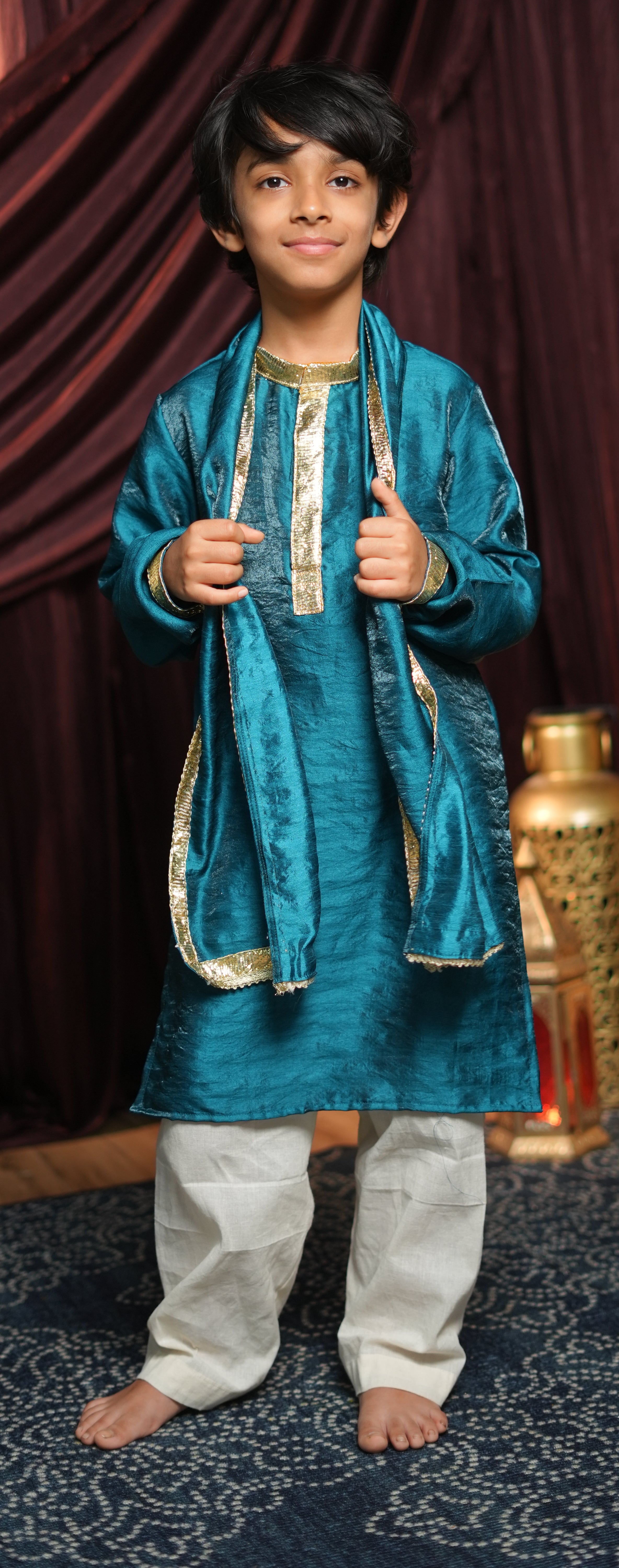 Morbagh Teal Kurta Set